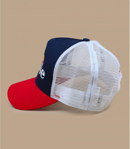 red blue Fila trucker